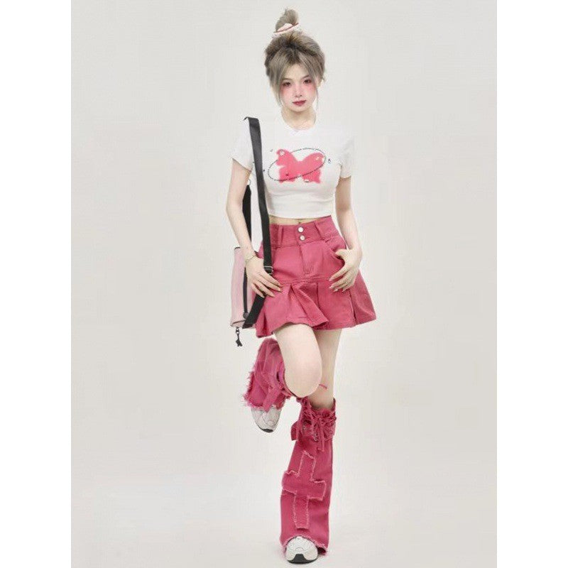 Dopamine Girl Cross Slightly Flared Jeans Leg Warmer