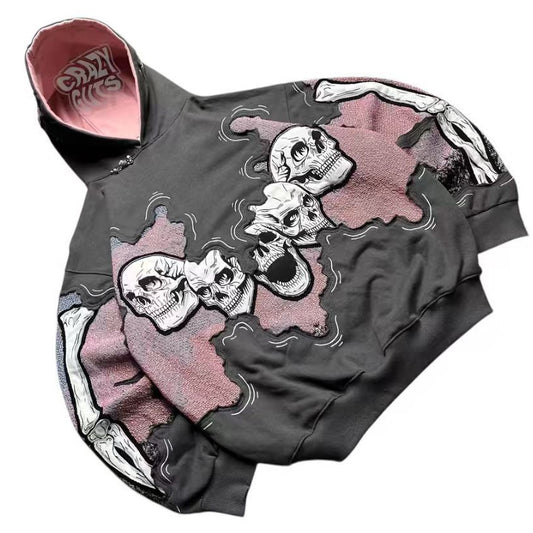 Langærmet Street Fashion Hættetrøje til Kvinder med Print