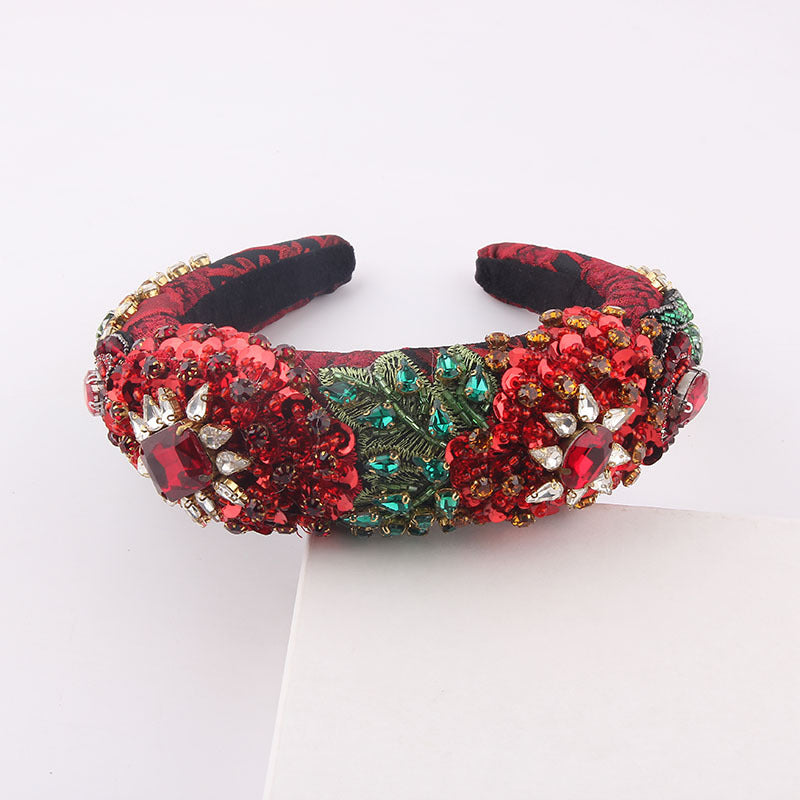 Fashion Sponge Diamond Leaf Exaggerated Headband