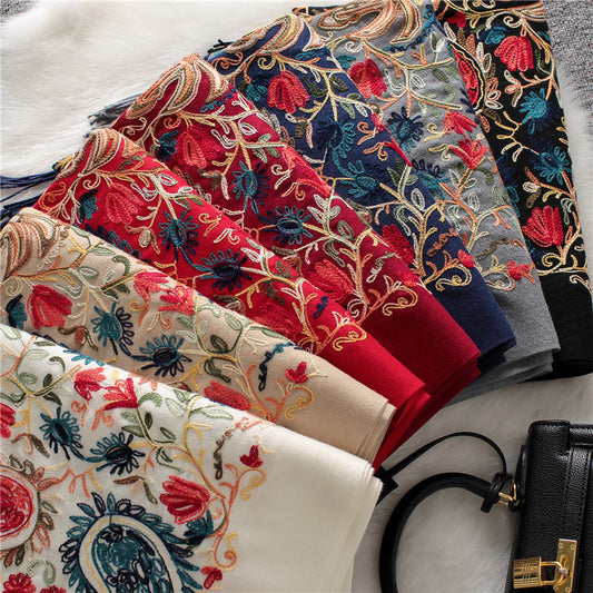 Fashion Embroidered Shawl Warm Thick Women