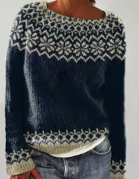 New Sweater Women's Round Neck Multicolor Loose Fashion Pullover