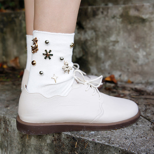 Handmade Pearl Pile Socks Combed Cotton