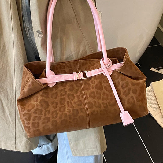 Leopard-print Shoulder Bag Fashionable Versatile And Minimalist