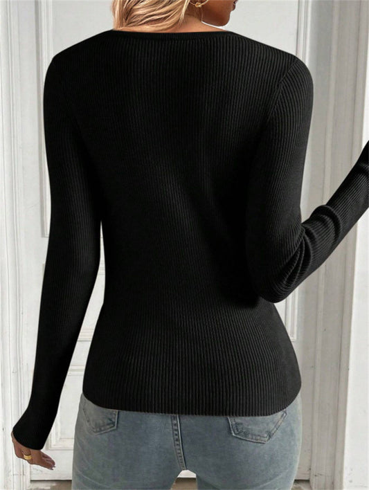 Women's New U Collar Sweater Knitted Pullover Women's Tops