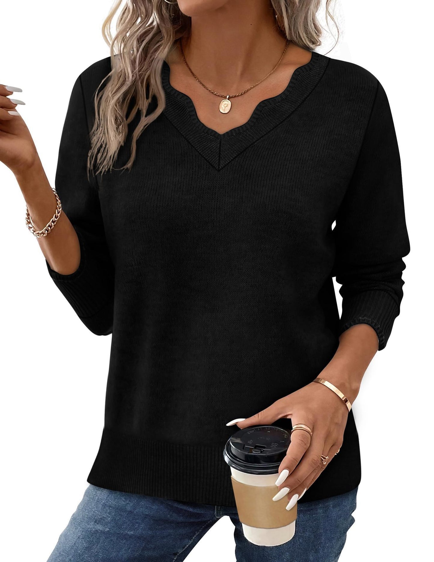 Womens Short-Sleeve Sweater Simple Elegant Solid-Color Knit Top