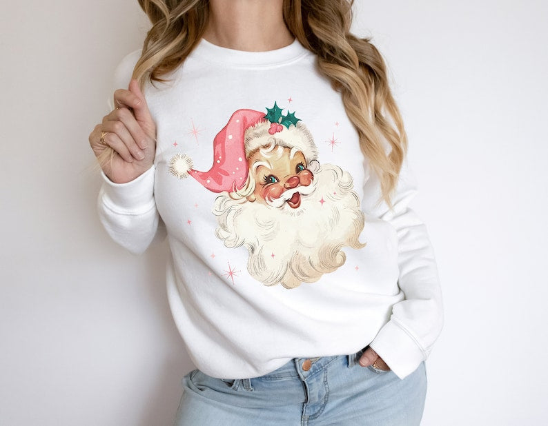 Julemand Mønster Rundhalset Langærmet Dame Sweater