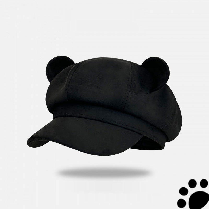 Little Bear Ears Suede Fleece Octagonal Hat For Women