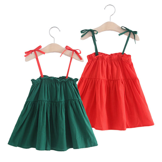 Summer Girls' Cotton Suspender Skirt