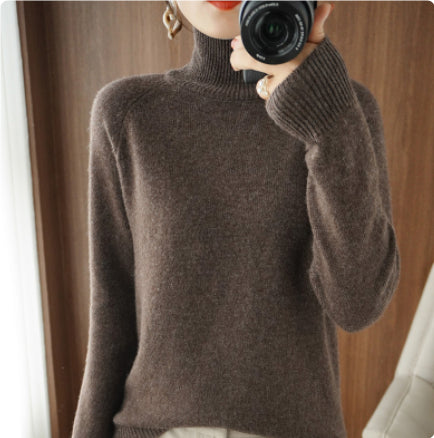 Women's Half Turtleneck Beige Sweater