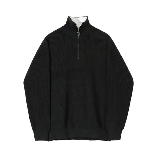 Men's Loose Half Zipper Casual Sweater Coat