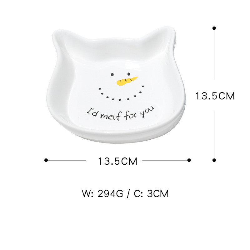 Pet Christmas Ceramic Bowl With Cat Ear Shape Cat Bowl