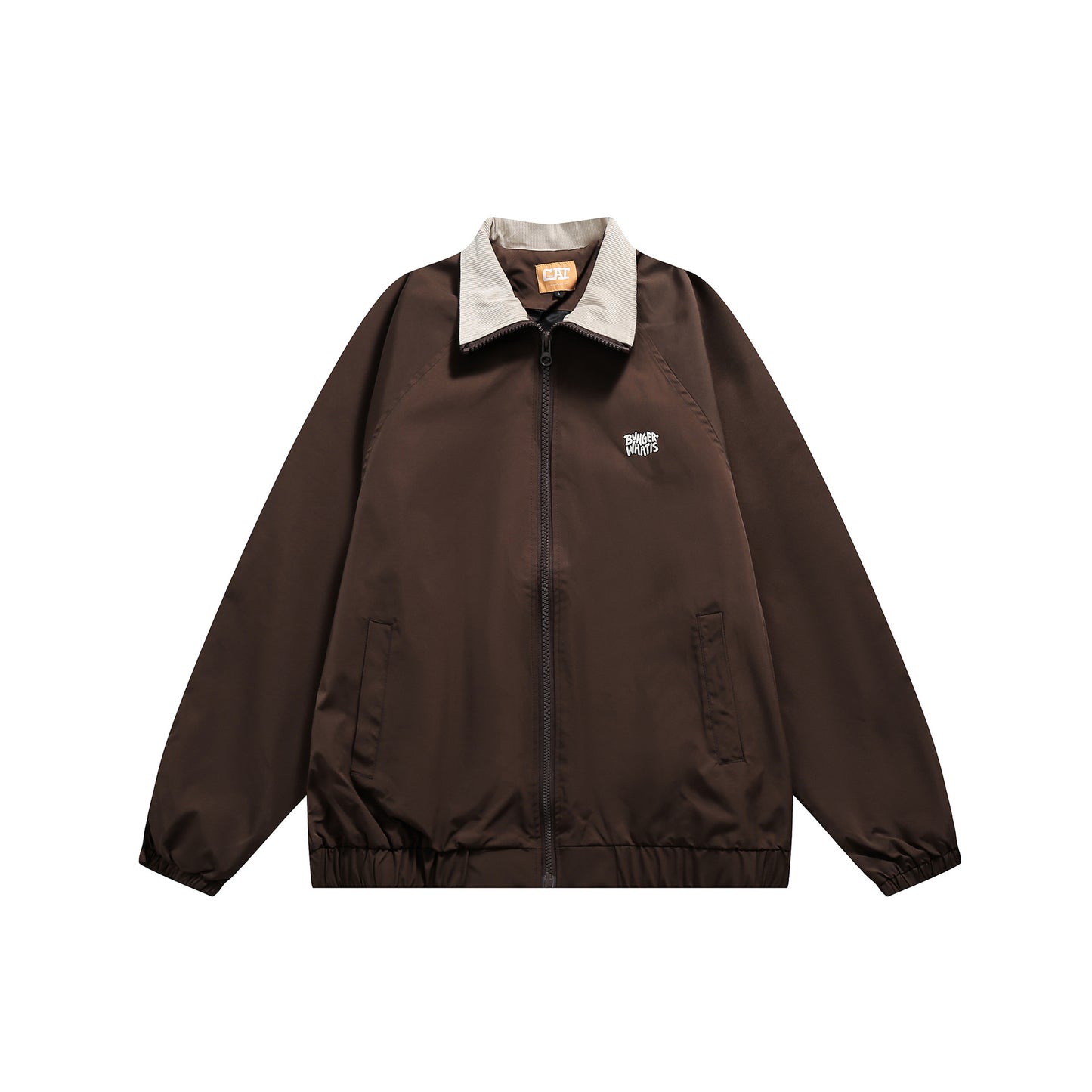 Men's Solid Color Simple Letter Printing Lapel Jacket Trendy Campus Youth Coat