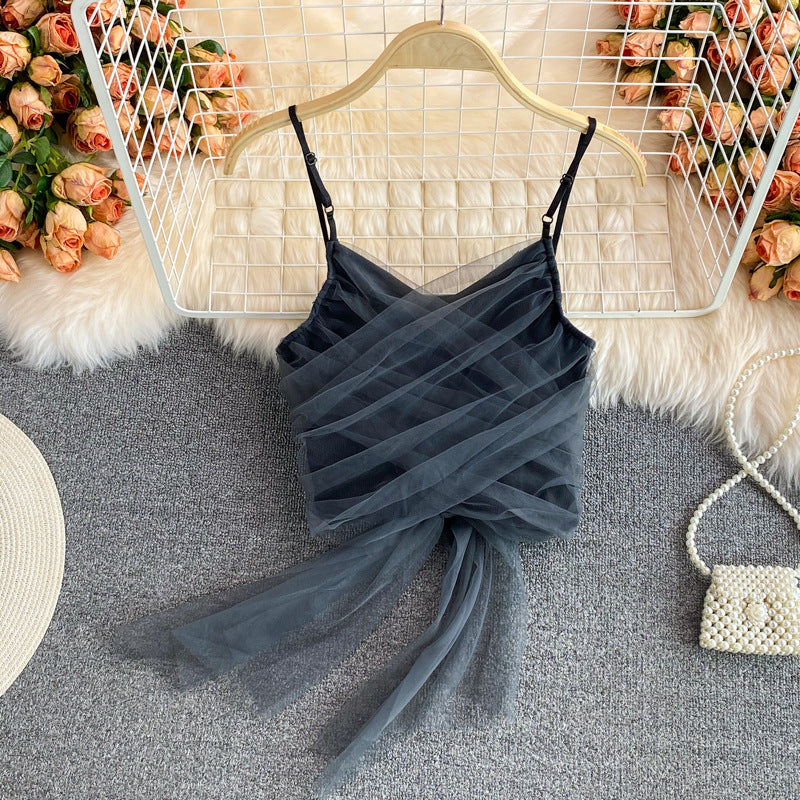 Sling Hong Kong-style Bow Backless Hot Girl Top Vest