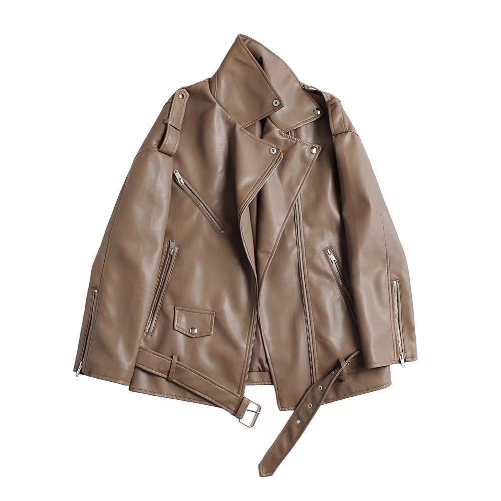 All-match Loose Motorcycle PU Leather Jacket Trend