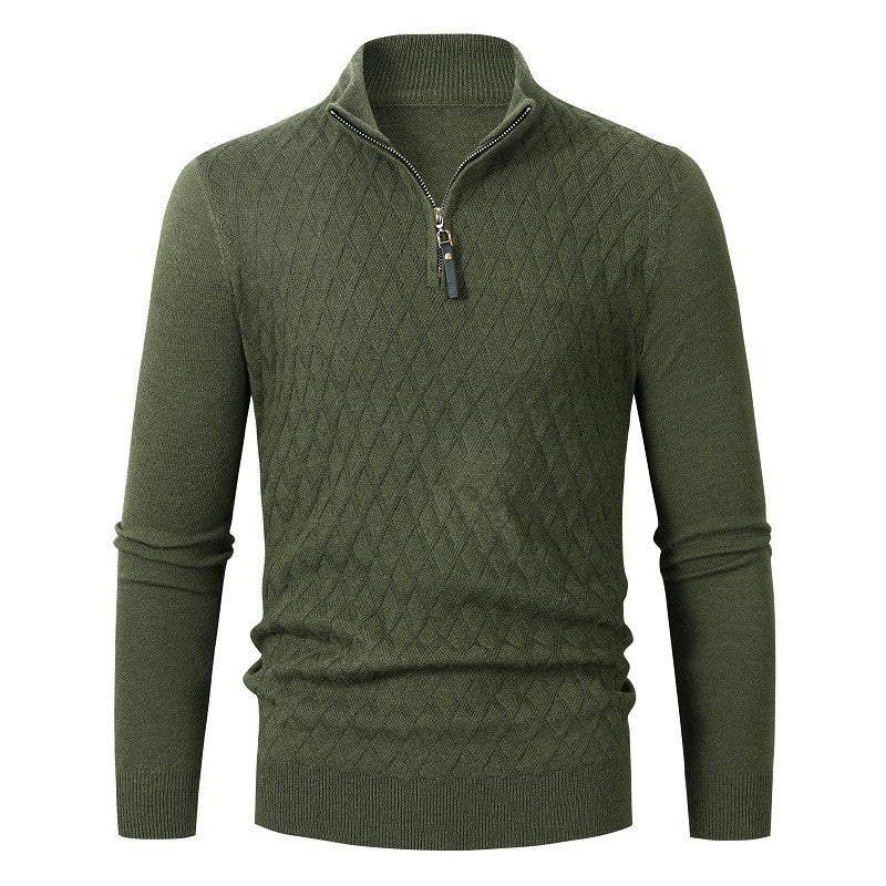 Men's Half-high Collar Zipper Sweater Long Sleeve