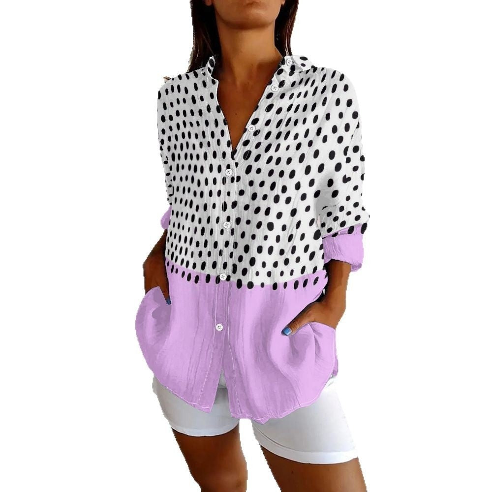Long Sleeve Button Shirt Floral 3D Printed Women Blouse