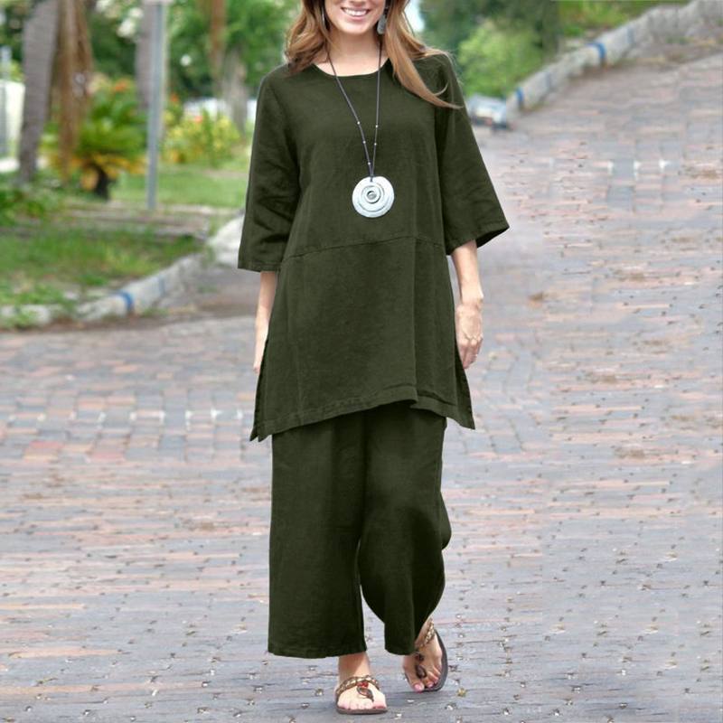Cotton-linen Casual Long-sleeve Loose Cotton Set