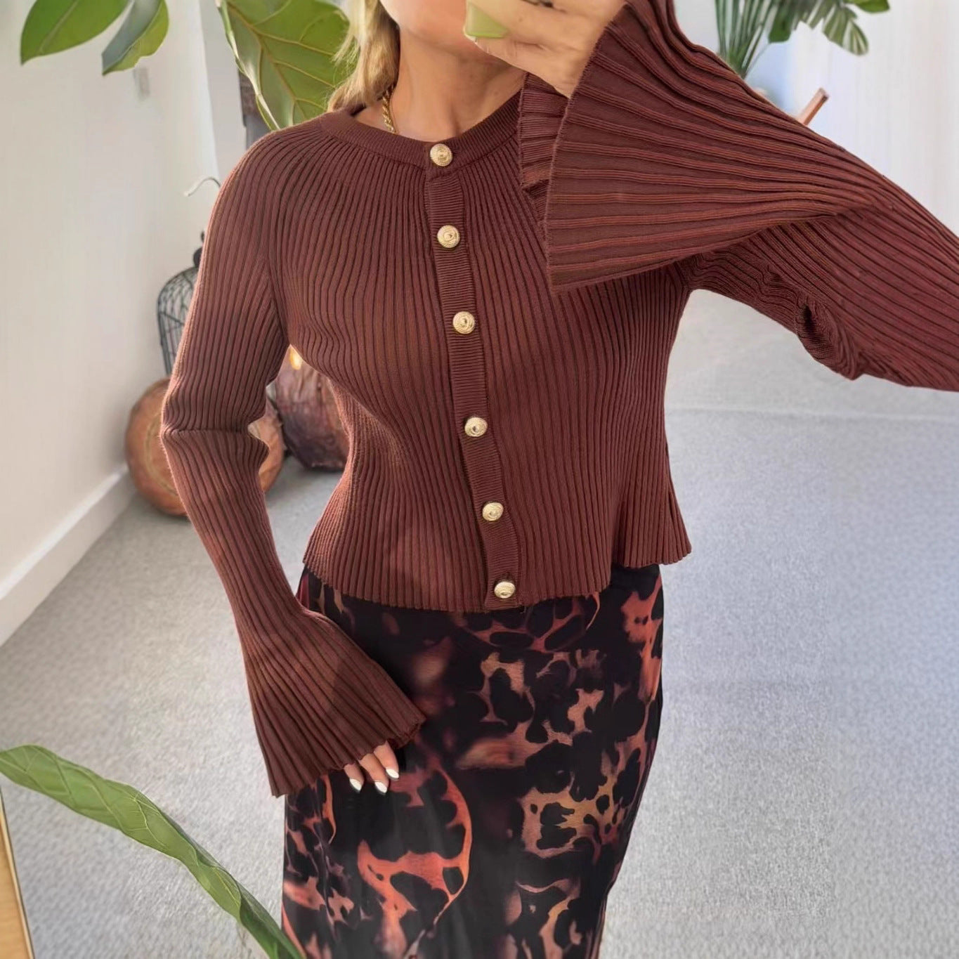 Slim-fit Knitted Cardigan Long Sleeve Versatile Sweater