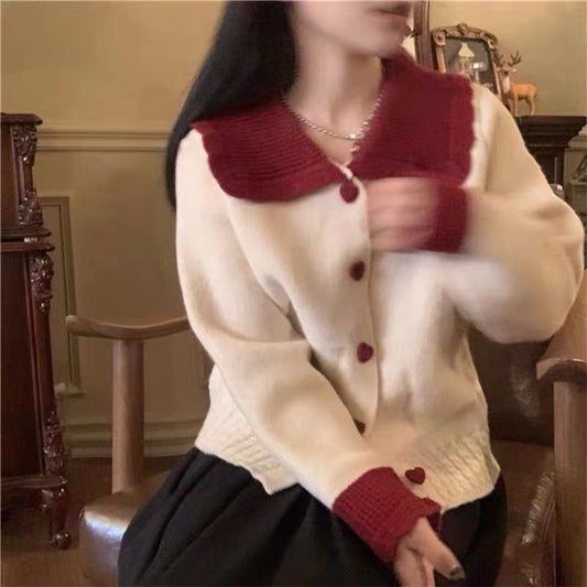 Women's Small Solid Color Doll Collar Sweater