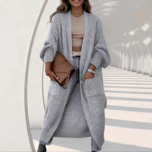 Simple Relaxed Fit Knee Length Long Sleeve Womens Coat