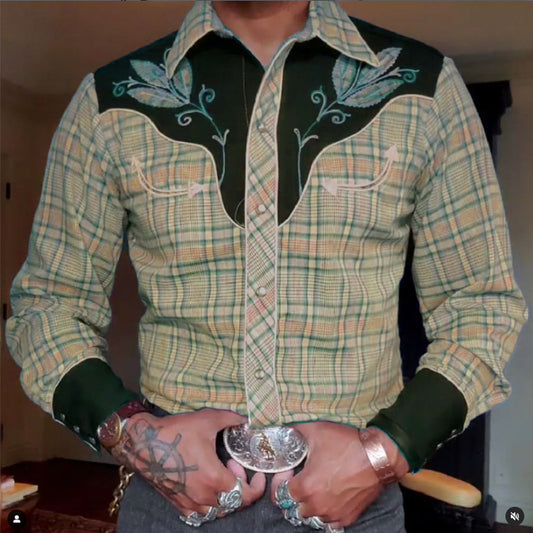 Men's Casual 3D Printing Lapel Long Sleeve Shirt