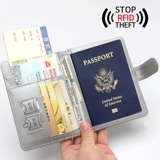 Anti-theft Swipe Passport Leather Ticket Clip Buckle Multi-card Flight