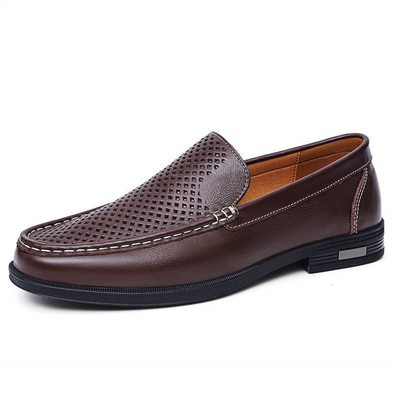 Herreloafers i okselæder Britisk Business Slip-on Udhulet Åndbar Lædersko