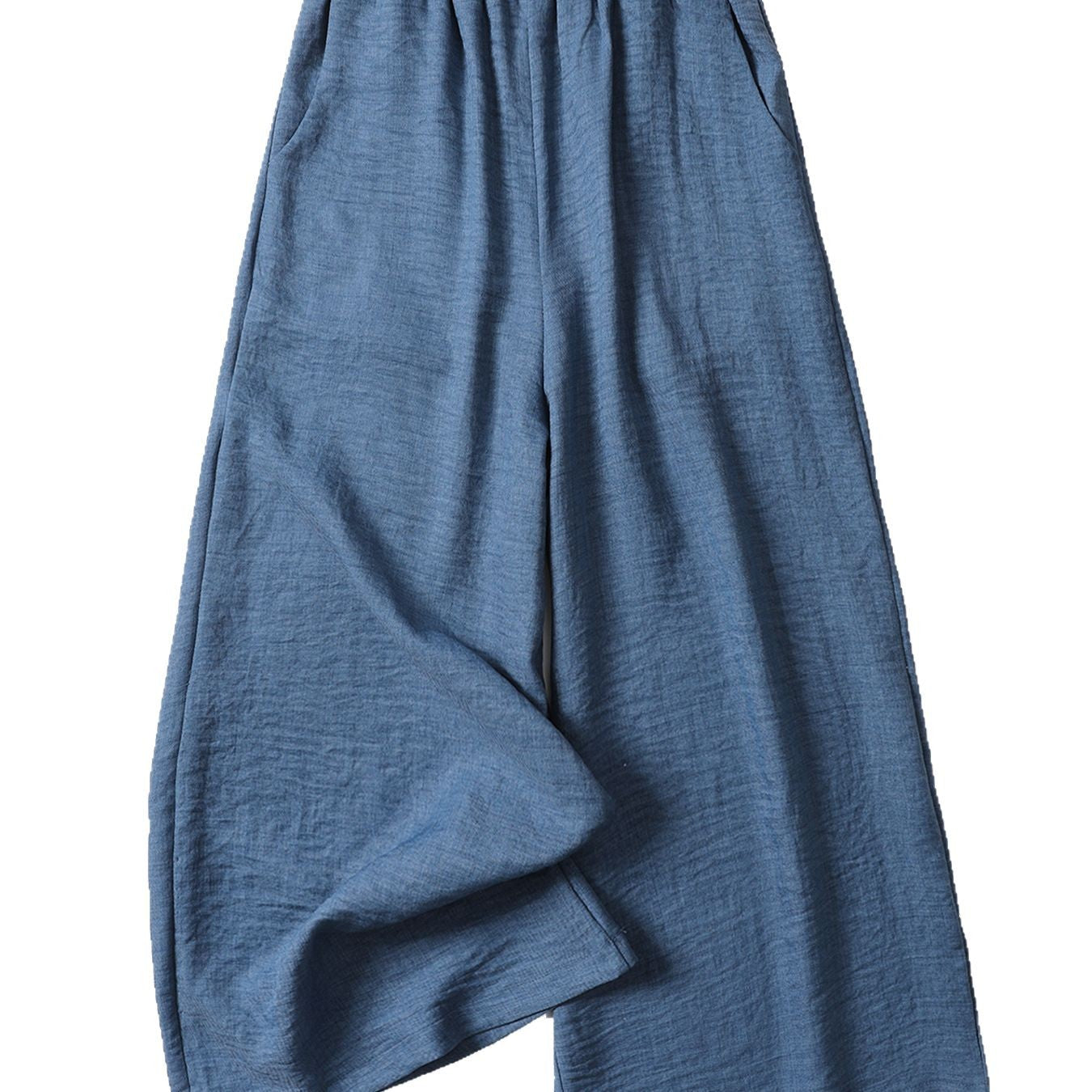 Women's Simple Linen Casual Pants With Elastic Waistband For A Slimming Look