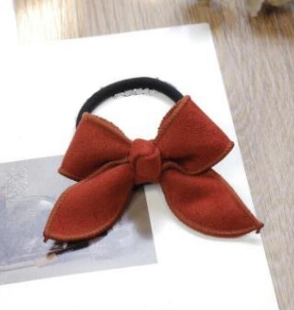 Pure Color Fabric Butterfly Head Rope Suede Bow Hair Rope