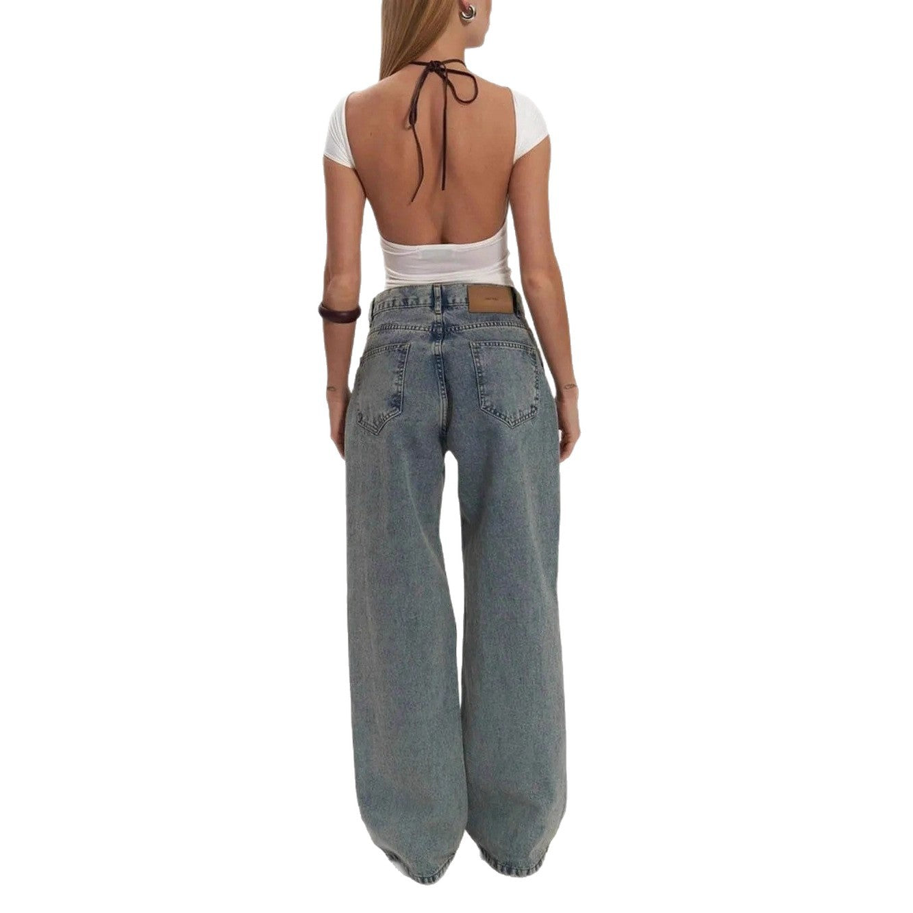 Retro bukser med lige ben, udhulet tekstur, niche-design-jeans, Y2g-bukser med vide ben