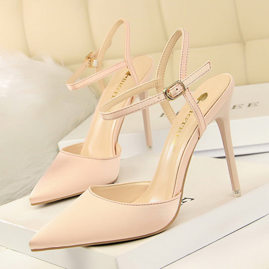 Stiletto High-heeled Satin Shallow Mouth Pointy Sexy Nightclub Thin Sandals