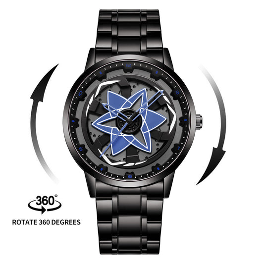 Creative Waterproof Rotating Hub Watch, Fashionable 3D Hollow Design