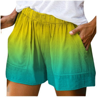 Dame Shorts med Vide Ben, Farvegradient og Lommer