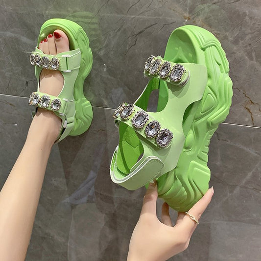 Rhinestone Fairy Style Roman Beach Platform Shoes