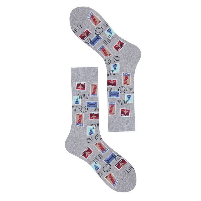 Fashion Color Wine Glass Drink Cotton Mid-calf Length Socks