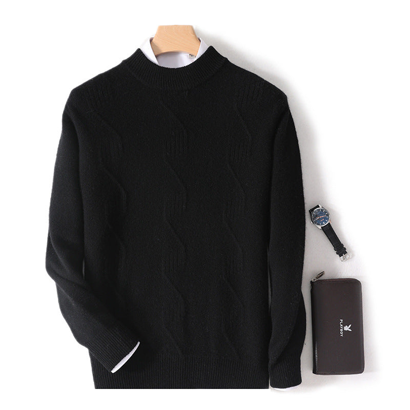 Efterår Og Vinter Mænds Halv-Rullekrave Tyk Sweater Løs Langærmet Varm