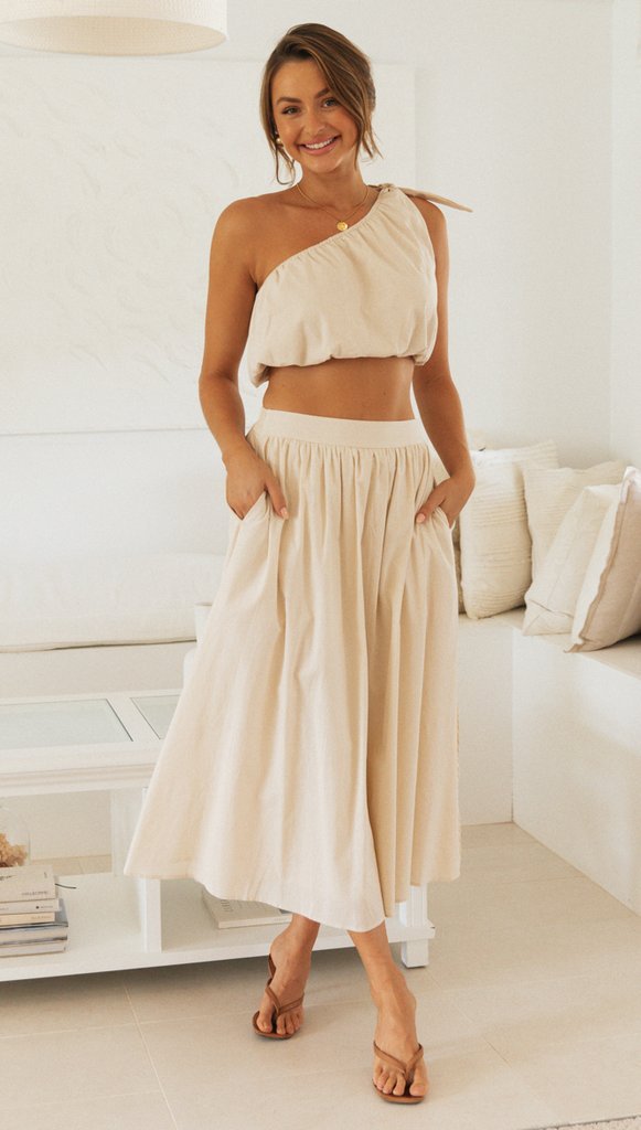Women's Fashionable Two-piece Sloping Shoulder Bow Skirt