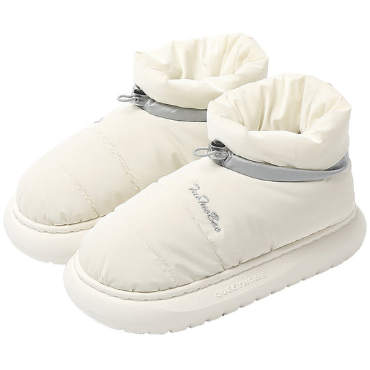 Couple Thick Bottom In Winter High-top Waterproof Cotton Slippers