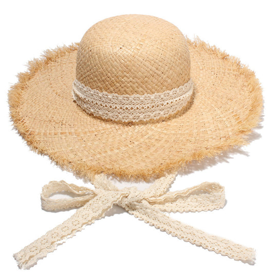 Raffia Straw Hat Big Brim Female Summer Seaside Beach Small
