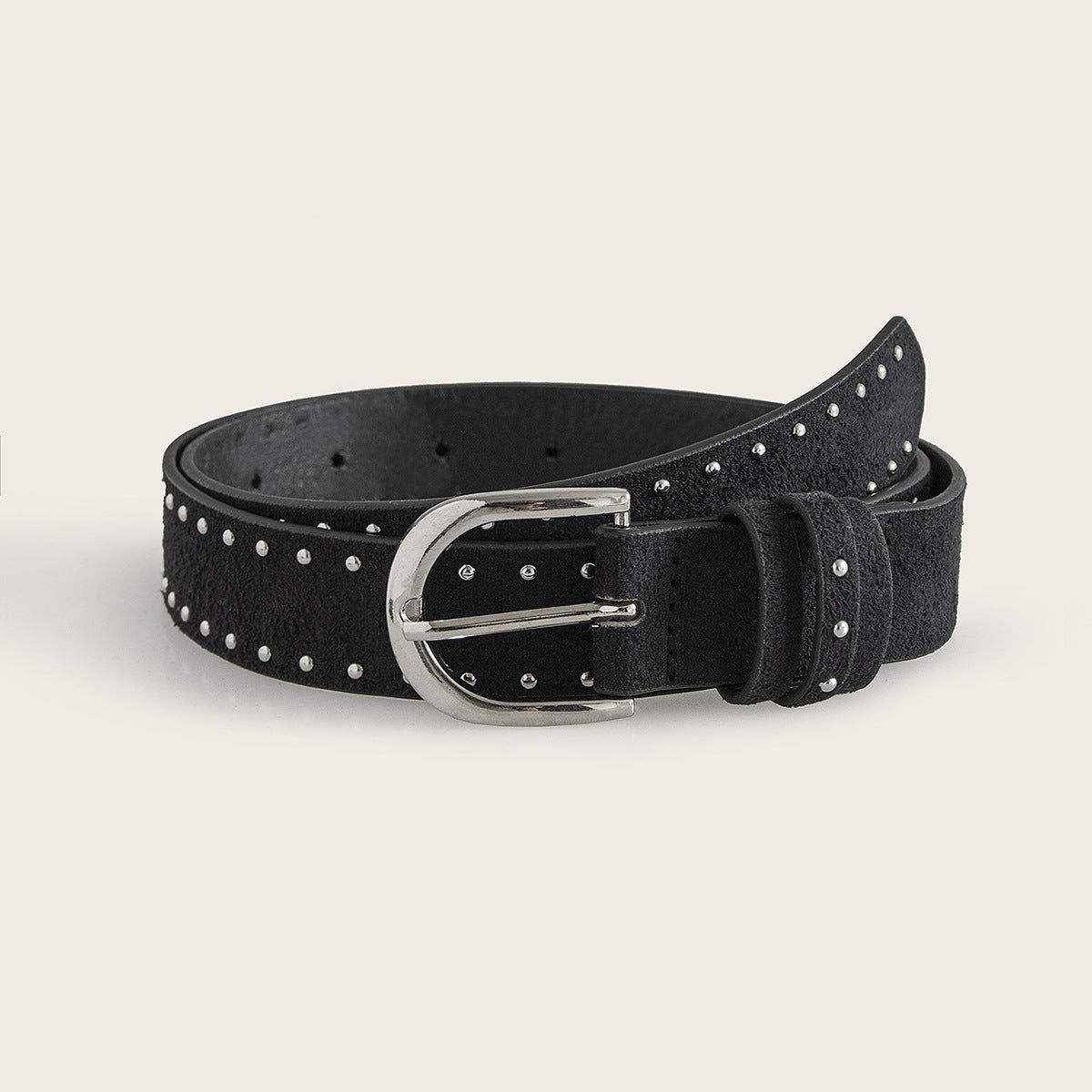 Suede Rivet Western Style Belt Simple Pin Buckle Female Claw Nail
