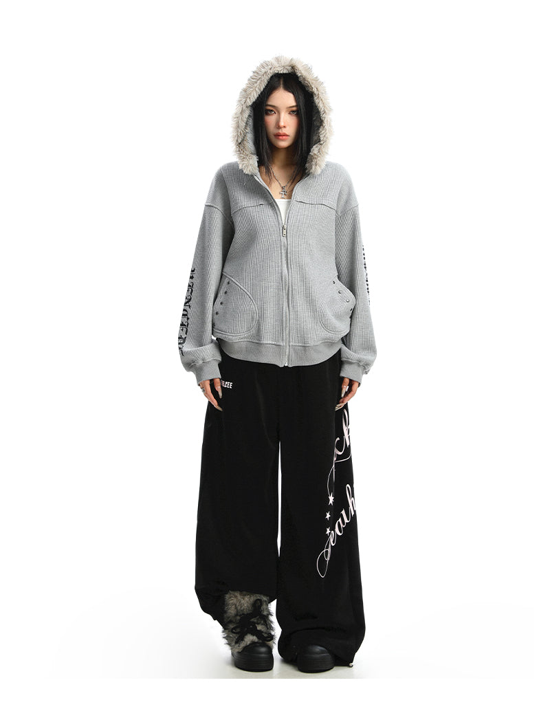 Women's Zipper Cardigan Detachable Fur Collar Sweater
