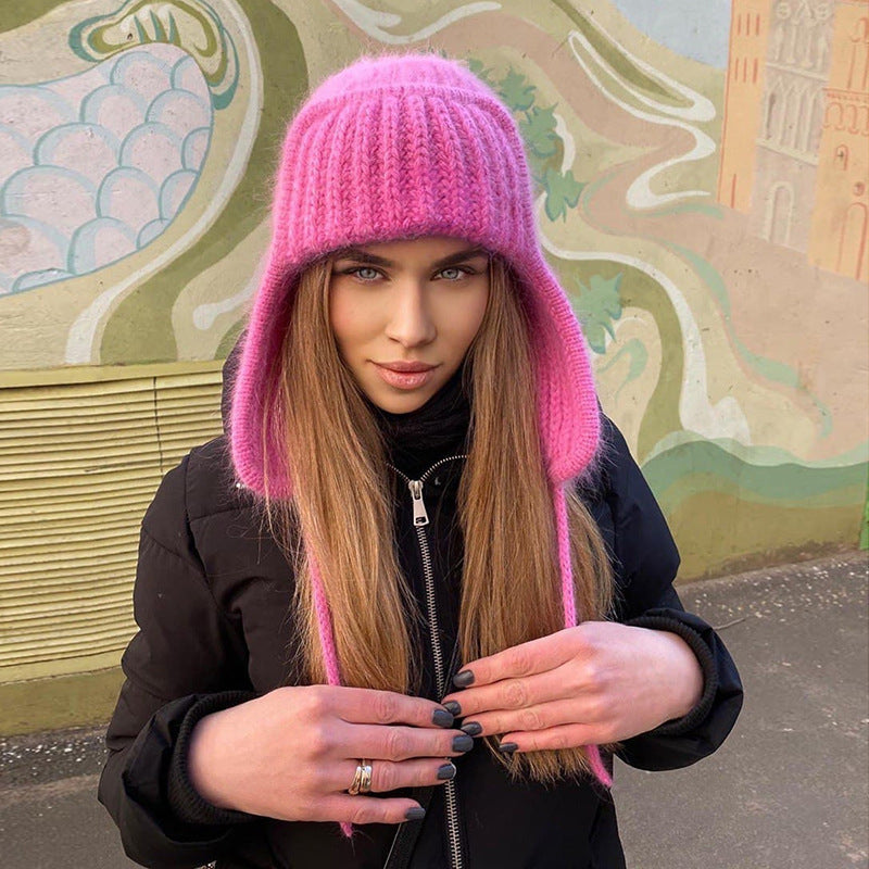 Women's Personalized Flanged Warm Sweater Hat