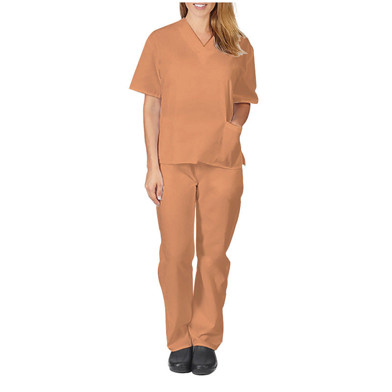 Solid-color V-neck Nursing Work Uniform Caregiver Uniform Nurse Attire
