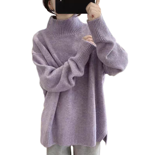 Solid Color Loose High Collar Thickened Sweater