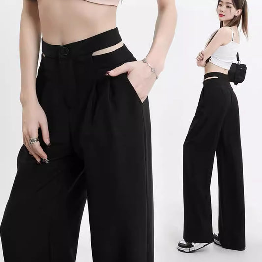 High Waist Slimming Narrow Straight Wide Leg Pants