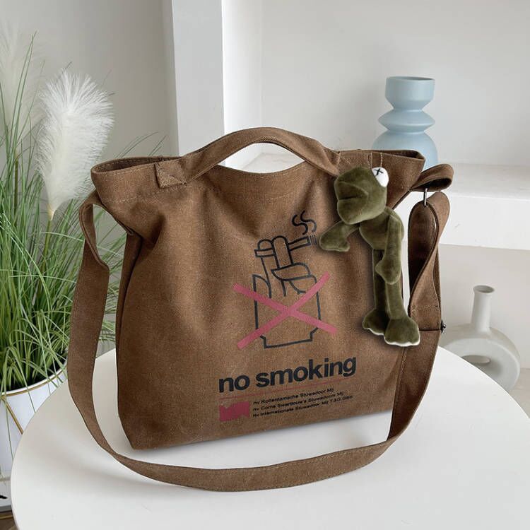 Large Capacity Casual Horizontal Thick Canvas Shoulder Bag For Men