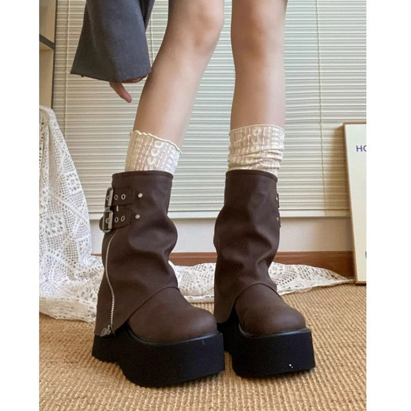 Thick Bottom Autumn And Winter Below The Knee Boots Women
