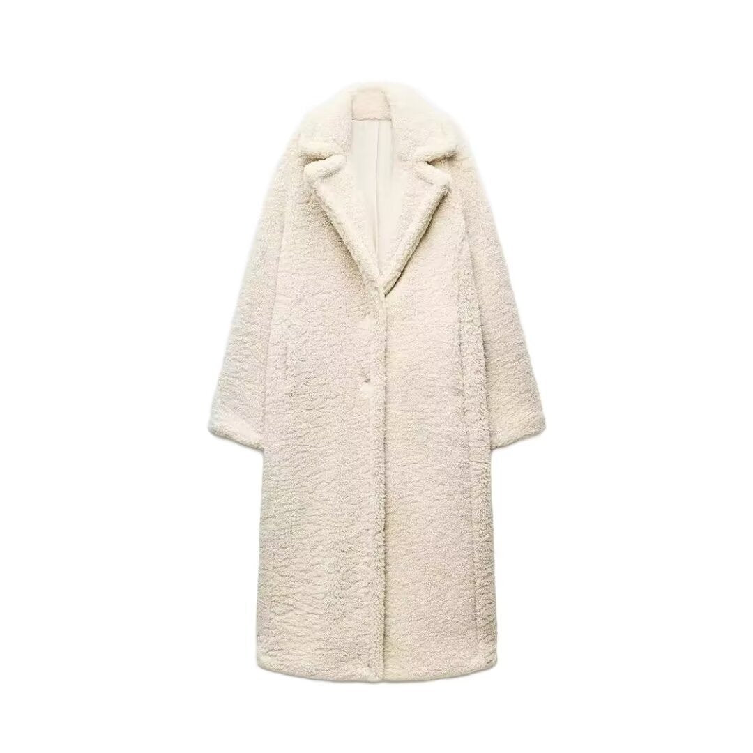 Women's Large Lapel Thickened Lamb Sweater Coat