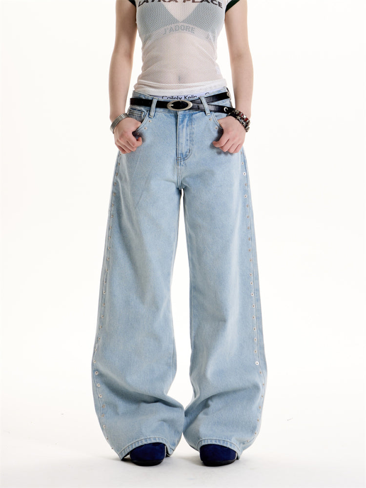 Hot Girl Style Rivet Design Sense Matchet Pants