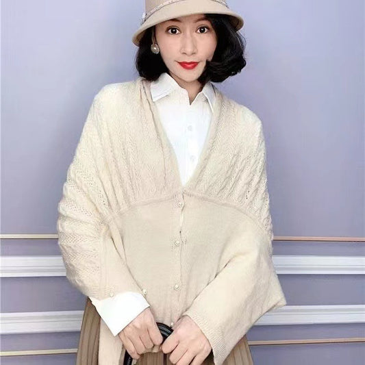 Womens Knitted Cardigan Shawl With Pearl Buttonskeeps You Warm And Doubles As A Scarf
